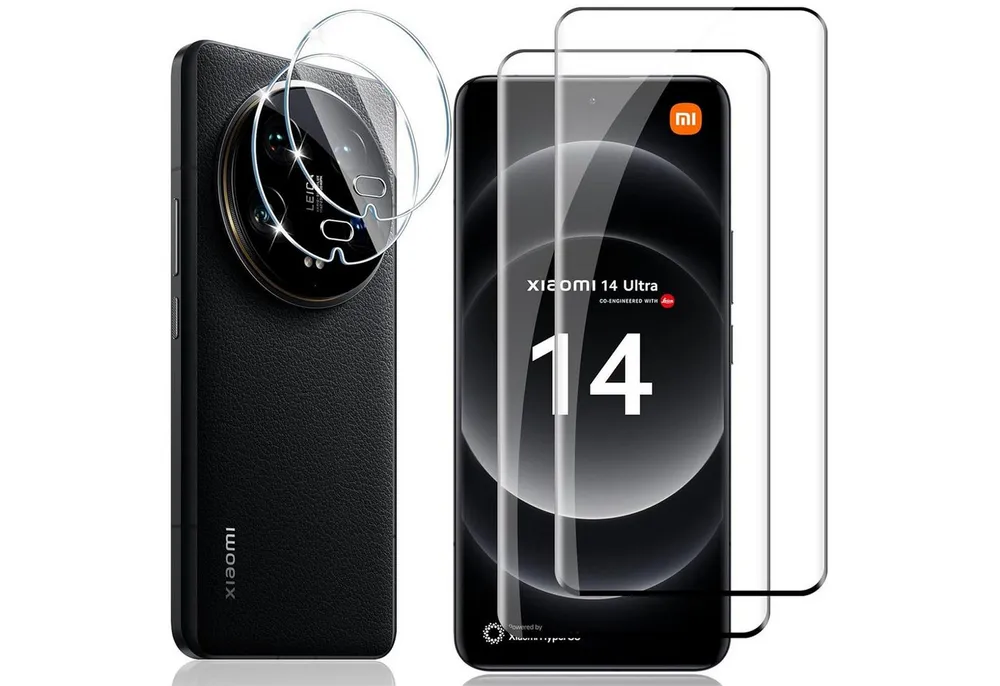 CoolGadget Schutzfolie Panzerfolie für Xiaomi 14 Ultra, (Spar-Set 4in1, 2x Displayschutz, 2x Kameraschutz), Panzerglas Schutzfolie für Xiaomi 14 Ultra