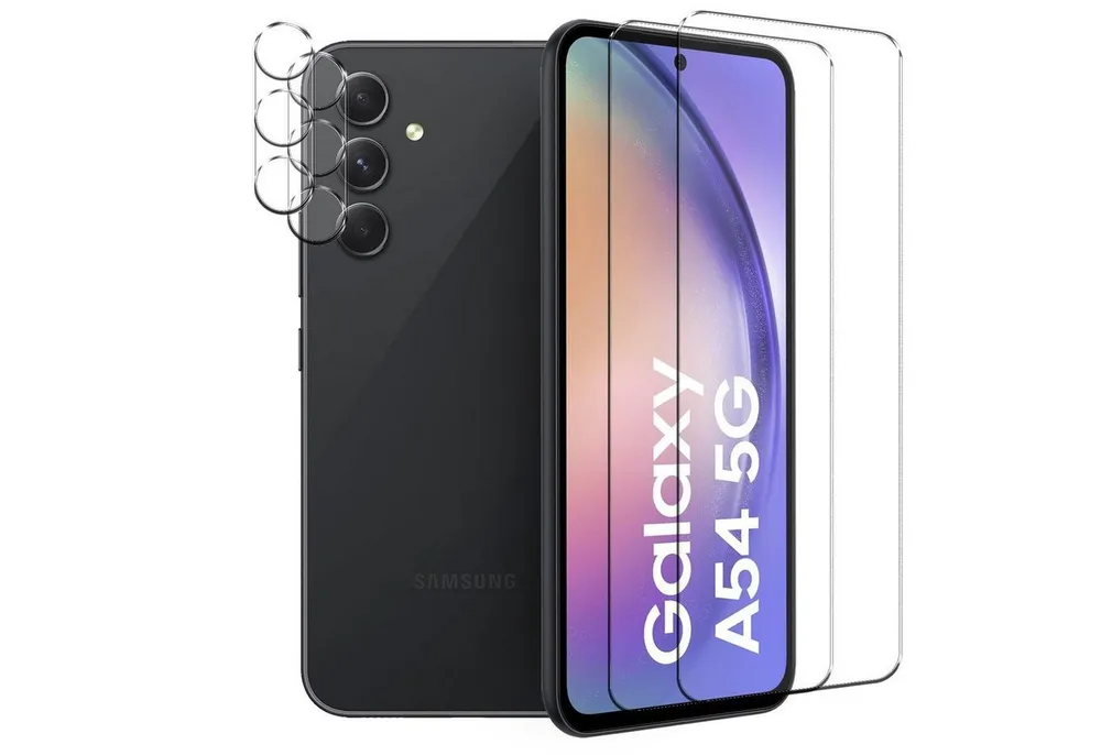 CoolGadget Schutzfolie Panzerfolie für Samsung Galaxy A54 5G, (Spar-Set 4in1, 2x Displayschutz, 2x Kameraschutz), Panzerglas Schutzfolie für Samsung Galaxy A54 5G Folie