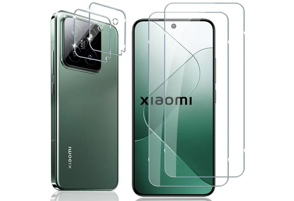 CoolGadget Schutzfolie Panzerfolie für Xiaomi 14, (Spar-Set 4in1, 2x Displayschutz, 2x Kameraschutz), Panzerglas Schutzfolie für Xiaomi 14