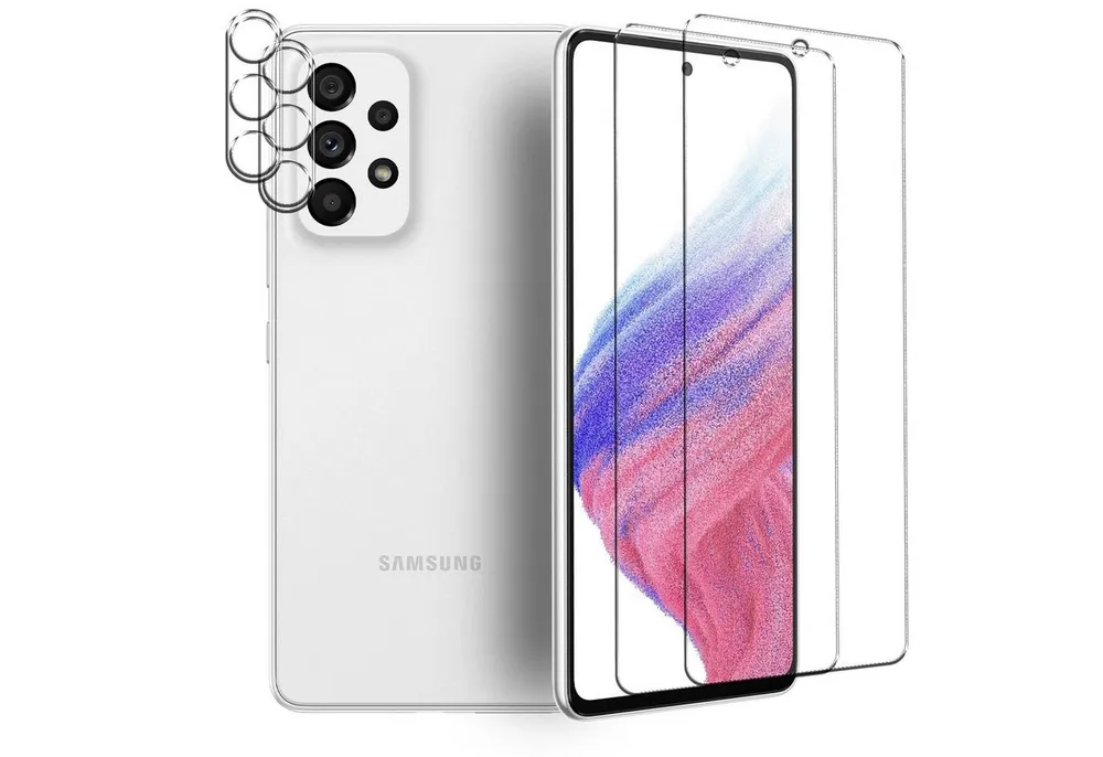 CoolGadget Schutzfolie Panzerfolie für Samsung Galaxy A53 5G, (Spar-Set 4in1, 2x Displayschutz, 2x Kameraschutz), Panzerglas Schutzfolie für Samsung Galaxy A53 5G Folie