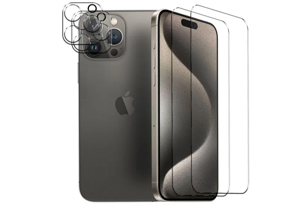CoolGadget Schutzfolie Panzerfolie für Apple iPhone 16 Pro, (Spar-Set 4in1, 2x Displayschutz, 2x Kameraschutz), Panzerglas Schutzfolie für Apple iPhone 16 Pro