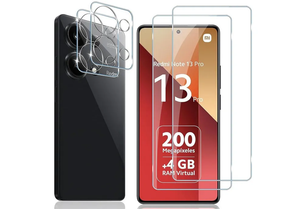 CoolGadget Schutzfolie Panzerfolie für Xiaomi Redmi Note 13 Pro 4G, (Spar-Set 4in1, 2x Displayschutz, 2x Kameraschutz), Panzerglas Schutzfolie für Xiaomi Redmi Note 13 Pro 4G