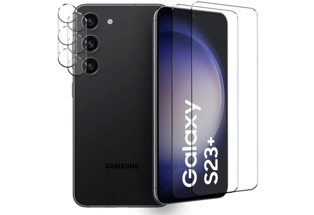 CoolGadget Schutzfolie Panzerfolie für Samsung Galaxy S23 Plus, (Spar-Set 4in1, 2x Displayschutz, 2x Kameraschutz), Panzerglas Schutzfolie für Samsung Galaxy S23 Plus Folie
