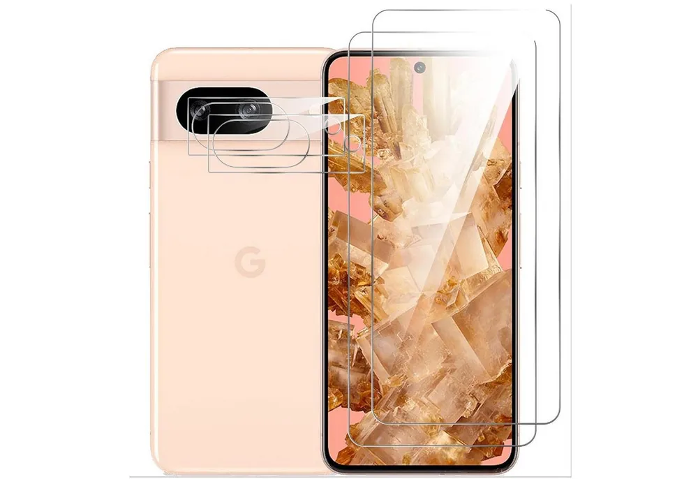 CoolGadget Schutzfolie Panzerfolie für Google Pixel 8a, (Spar-Set 4in1, 2x Displayschutz, 2x Kameraschutz), Panzerglas Schutzfolie für Google Pixel 8a