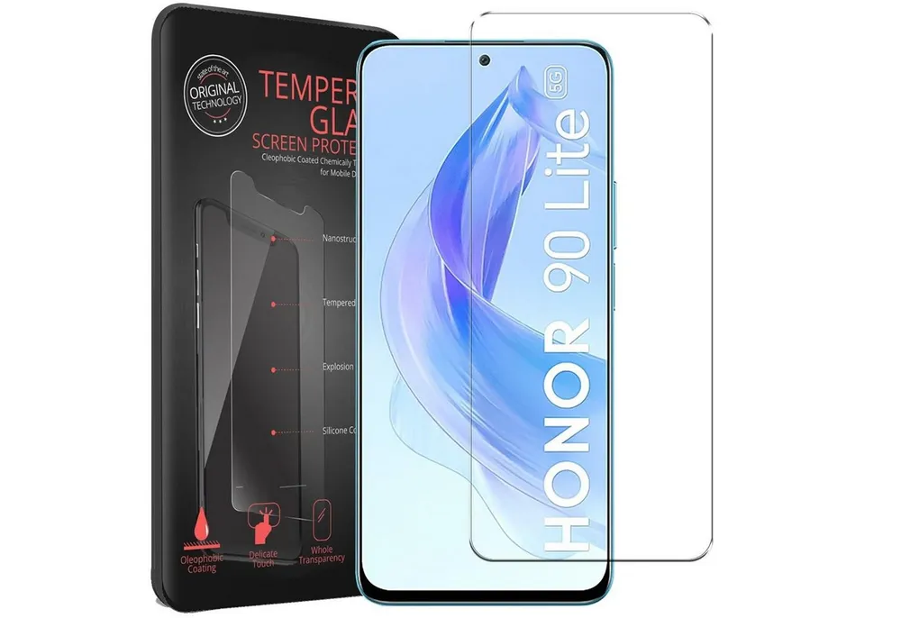 CoolGadget Schutzfolie Panzerfolie für Honor 90 Lite, (9H Härtegrad, 2x Schutzglas, 1xReinigungset), Displayfolie Panzer Schutzfolie 2 Stück für Honor 90 Lite Glas Folie