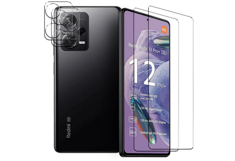 CoolGadget Schutzfolie Panzerfolie für Xiaomi Redmi Note 12 Pro Plus 5G, (Spar-Set 4in1, 2x Displayschutz, 2x Kameraschutz), Panzerglas Schutzfolie für Redmi Note 12 Pro Plus 5G Folie