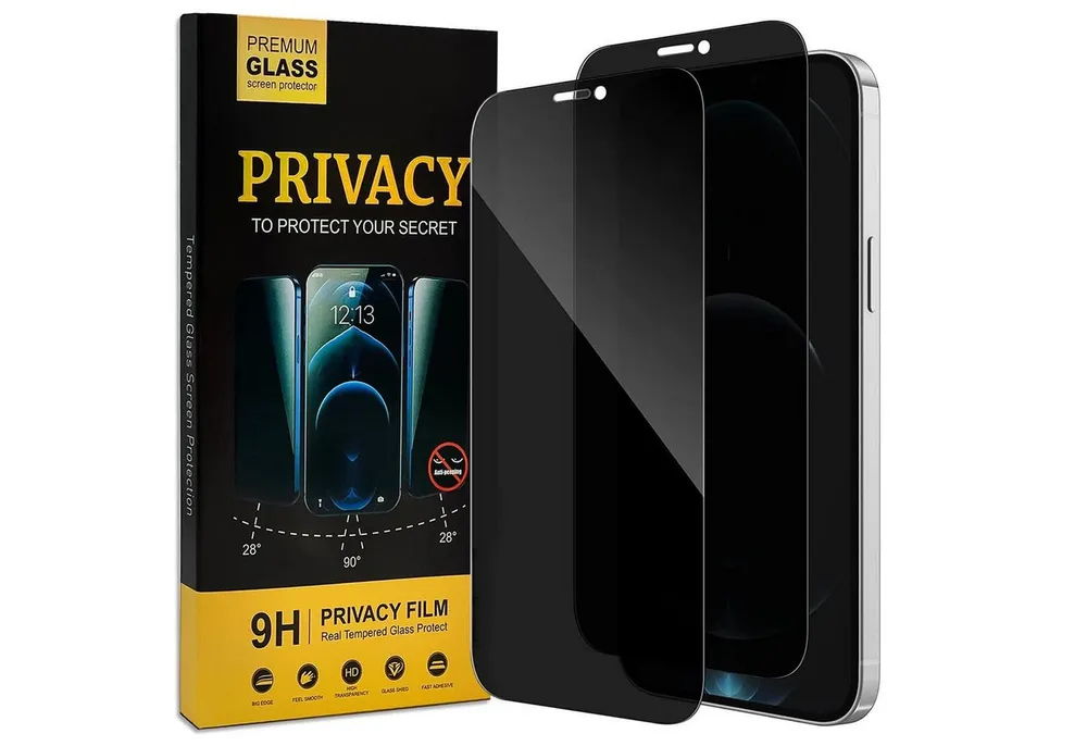 CoolGadget Schutzfolie Sichtschutz Panzerfolie für iPhone 12 Pro Max, (Spar-Set 2in1, Fullscreen), Privacy Glas 2x Anti-Spy Schutzfolie für iPhone 12 Pro Max Folie