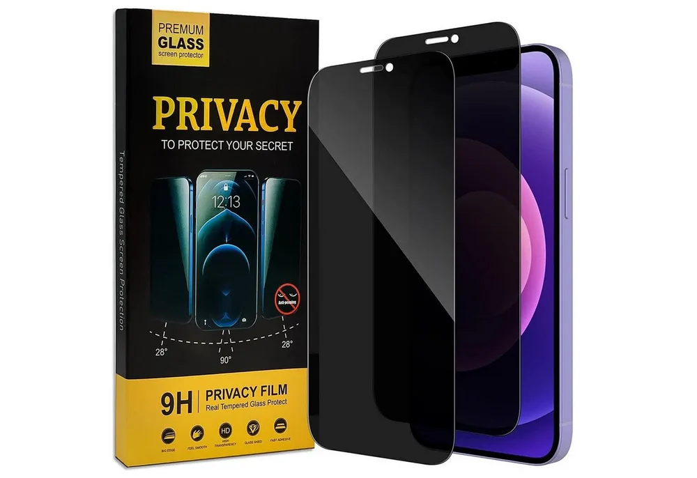 CoolGadget Schutzfolie Sichtschutz Panzerfolie für iPhone 12, (Spar-Set 2in1, Fullscreen), Privacy Fullscreen Glas 2x Anti-Spy Schutzfolie für iPhone 12 Folie