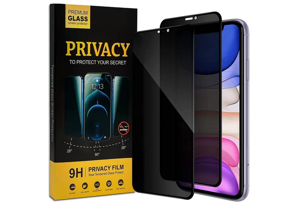 CoolGadget Schutzfolie Sichtschutz Panzerfolie für iPhone XR, (Spar-Set 2in1, Fullscreen), Privacy Fullscreen Glas 2x Anti-Spy Schutzfolie für iPhone XR Folie