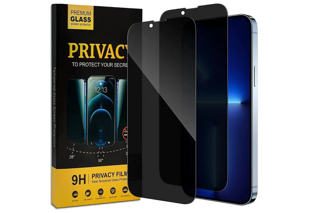 CoolGadget Schutzfolie Sichtschutz Panzerfolie für iPhone 13 Pro, (Spar-Set 2in1, Fullscreen), Privacy Fullscreen Glas 2 Anti-Spy Schutzfolie für iPhone 13 Pro Folie