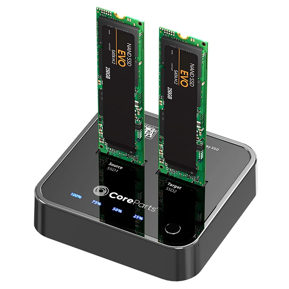 Festplatten-Dockingstation CoreParts MS-CLONER-SATA USB 3.2 Gen 2 M.2 SATA SSD Schwarz