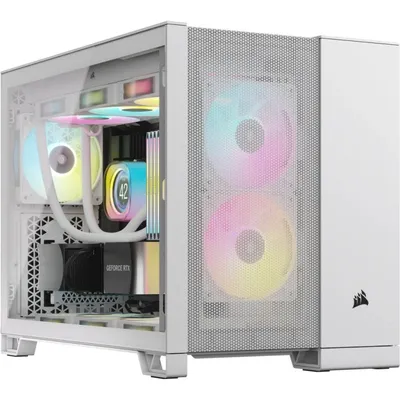 Corsair Midi Tower ATX, weißes Seitenfenster, Flüssigkeitskühlung, USB-C