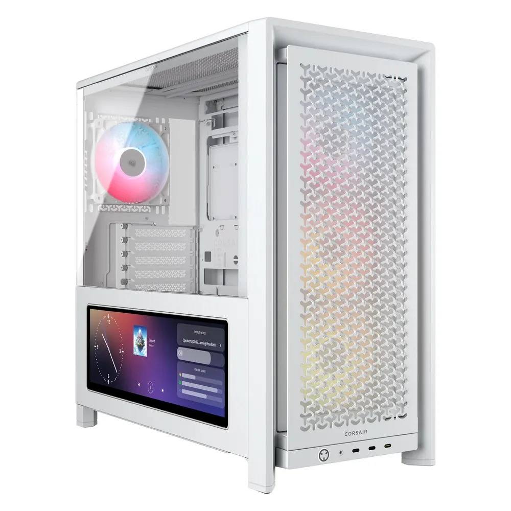 PC-Gehäuse Corsair FRAME 4000D LCD RS ARGB Weiß E-ATX InfiniRail Seitendisplay