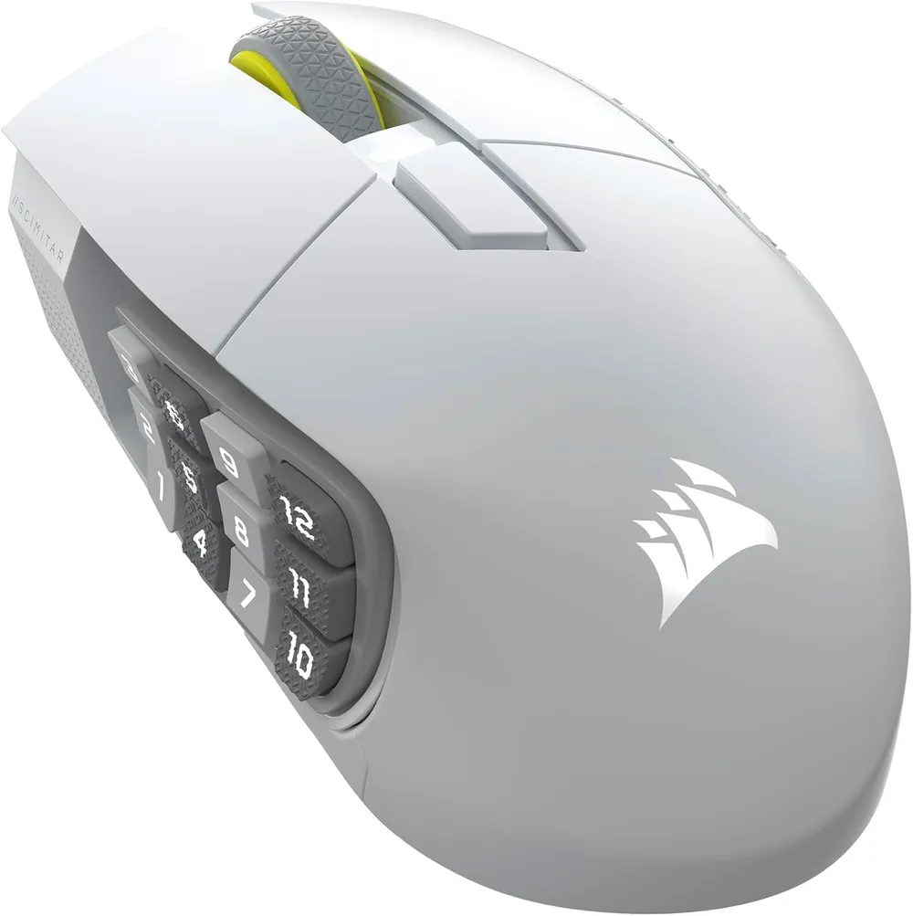 Corsair Kabellose Maus, 33.000 DPI, 16 Tasten, Key Slider, RGB, 150h Batterie, weiß