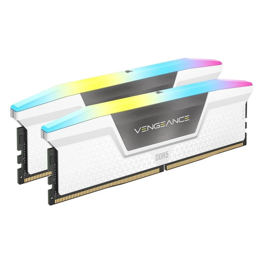 Memoria RAM Corsair Vengeance RGB CMH32GX5M2B6400Z36W 32GB 2x16GB DDR5 6400MHz CL36 AMD EXPO Intel XMP RGB Weiß
