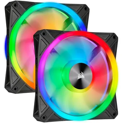 Corsair iCUE QL140 RGB PWM Doppellüfter mit Lighting Node Core, Schwarz, 140 mm