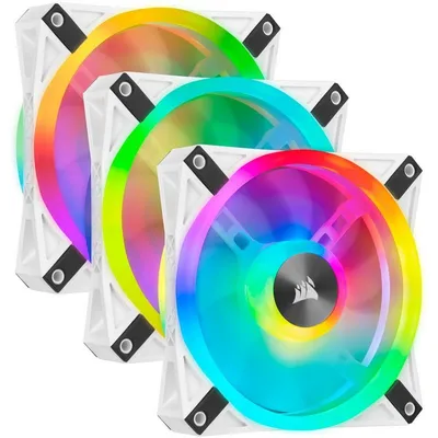 Corsair iCUE QL120 RGB PWM Dreifach-Lüfter-Kit, weiß, mit Lightning Node Core, 120 mm