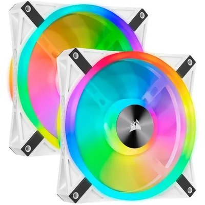 Corsair iCUE QL140 RGB-PWM-Doppellüfter mit Beleuchtungsknotenkern, Weiß, 140 mm