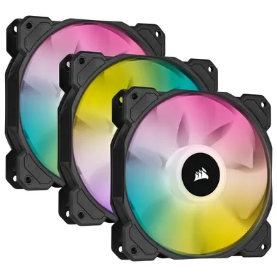 Corsair iCUE SP120 RGB ELITE Performance 120-mm-PWM-Dreifachlüfter-Kit mit iCUE Lighting Node CORE