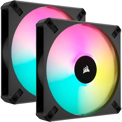 Corsair iCUE AF140 RGB ELITE Set aus zwei 140-mm-PWM-Lüftern, Schwarz, mit iCue-Controller