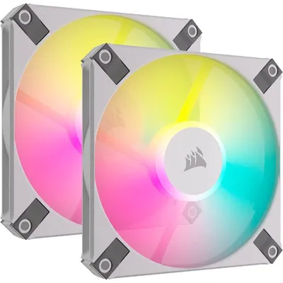 Corsair AF120 RGB Slim Kit mit 2 Lüftern mit PWM-Fluid-Dynamic-Lager, 120 mm, Weiß