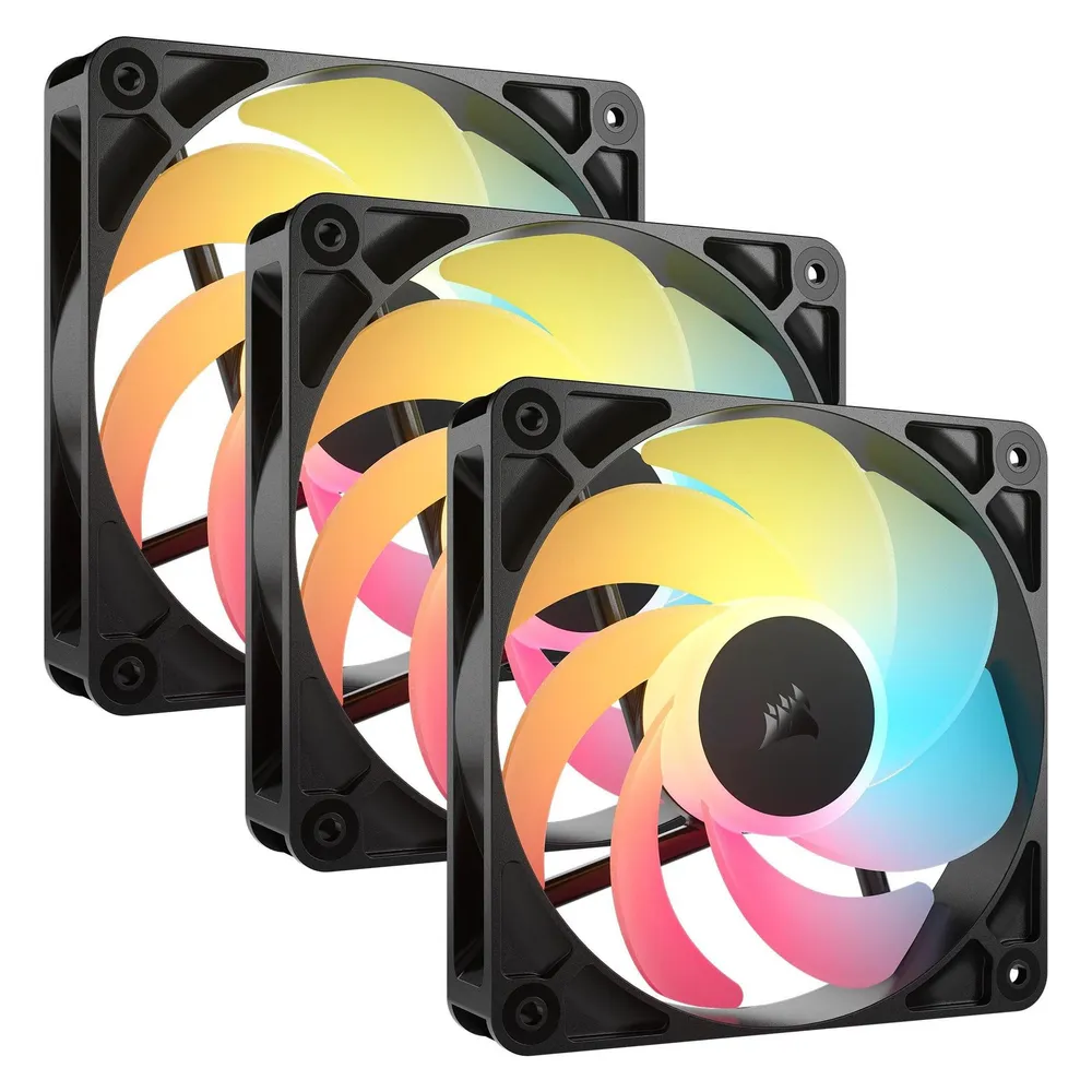 Corsair RS120-R ARGB 3er-Pack 120-mm-PWM-Reverse-Flow-Lüfter, Schwarz