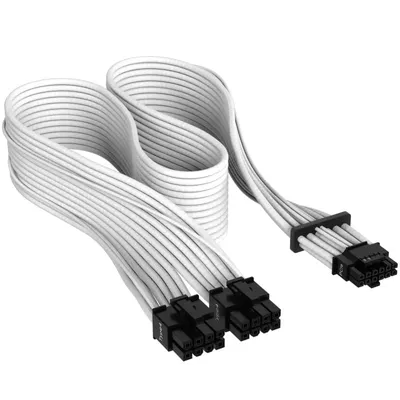Corsair Premium PCIe Gen 5 12VHPWR 600W 12+4-Pin ummanteltes Kabel – Weiß