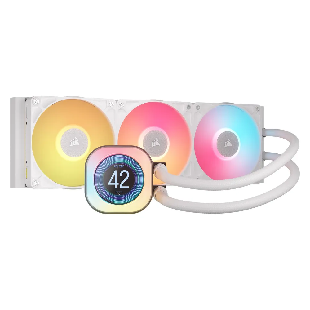 Flüssigkeitskühlung Corsair iCUE LINK TITAN 360 RX LCD 360mm 3 Lüfter Weiß