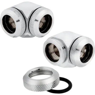 Corsair Racro 14 mm 90° Hydro X Series XF starr, Packung mit 2 Einheiten, Chrom