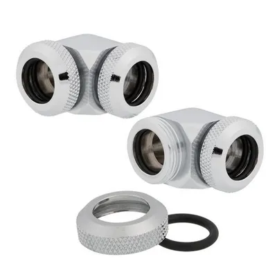 Corsair Hydro X Series XF Hardline 90° 12 mm Außendurchmesser, 2er-Pack, Chrom