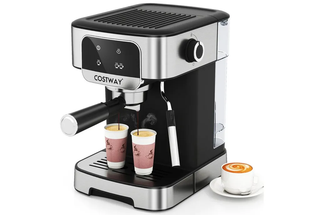 COSTWAY Espressomaschine, 20 Bar, mit Milchaufschäumer & 1,8L Tank, Touch