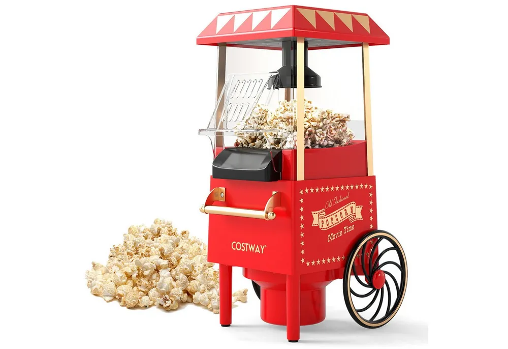 COSTWAY Popcornmaschine, 1200W Heißluft Popcorn Maker Ohne Öl, 2 Minuten