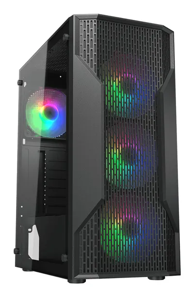 PC-Gehäuse Cougar MX110 RGB Schwarz Glasfenster Mid Tower ATX RGB-Lüfter