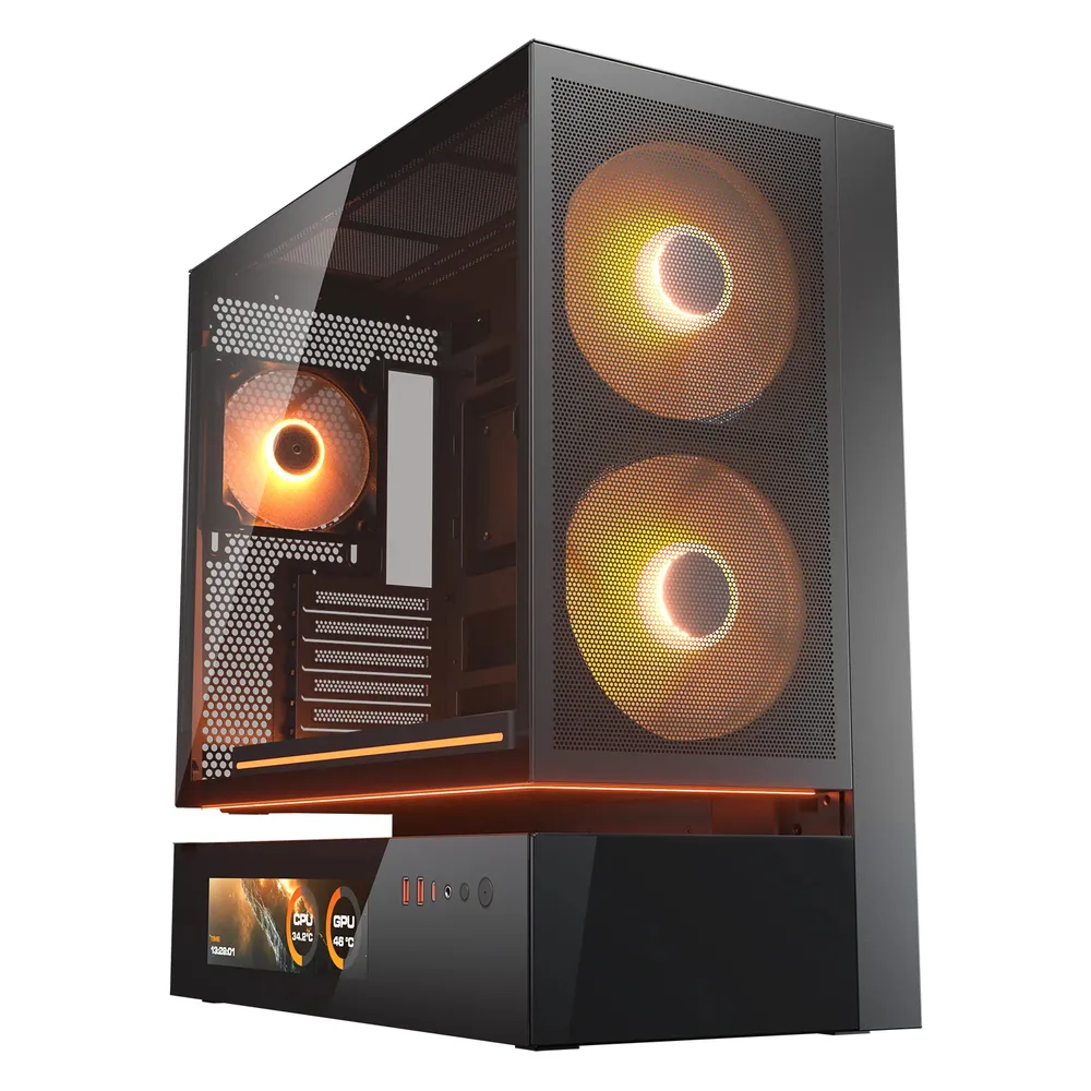 PC-Gehäuse Cougar CGR-2DA4B-MV Midi Tower ATX Glas LCD Gaming Schwarz