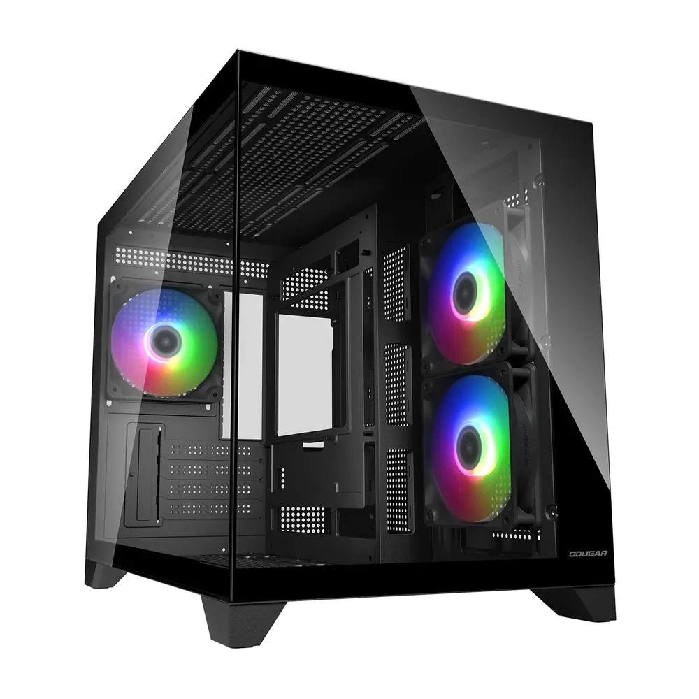 PC-Gehäuse Cougar CGR-2QA6B-RGB Mini Tower micro ATX RGB Tempered Glass Schwarz