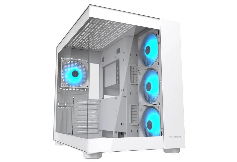 Cougar Gaming-Gehäuse FV150 WT, Midi-Tower, USB/Audio, 2x USB 3.0, 1x USB 3.2 Gen2 Type-C, ATX, pink, 4 Lüfter vormontiert