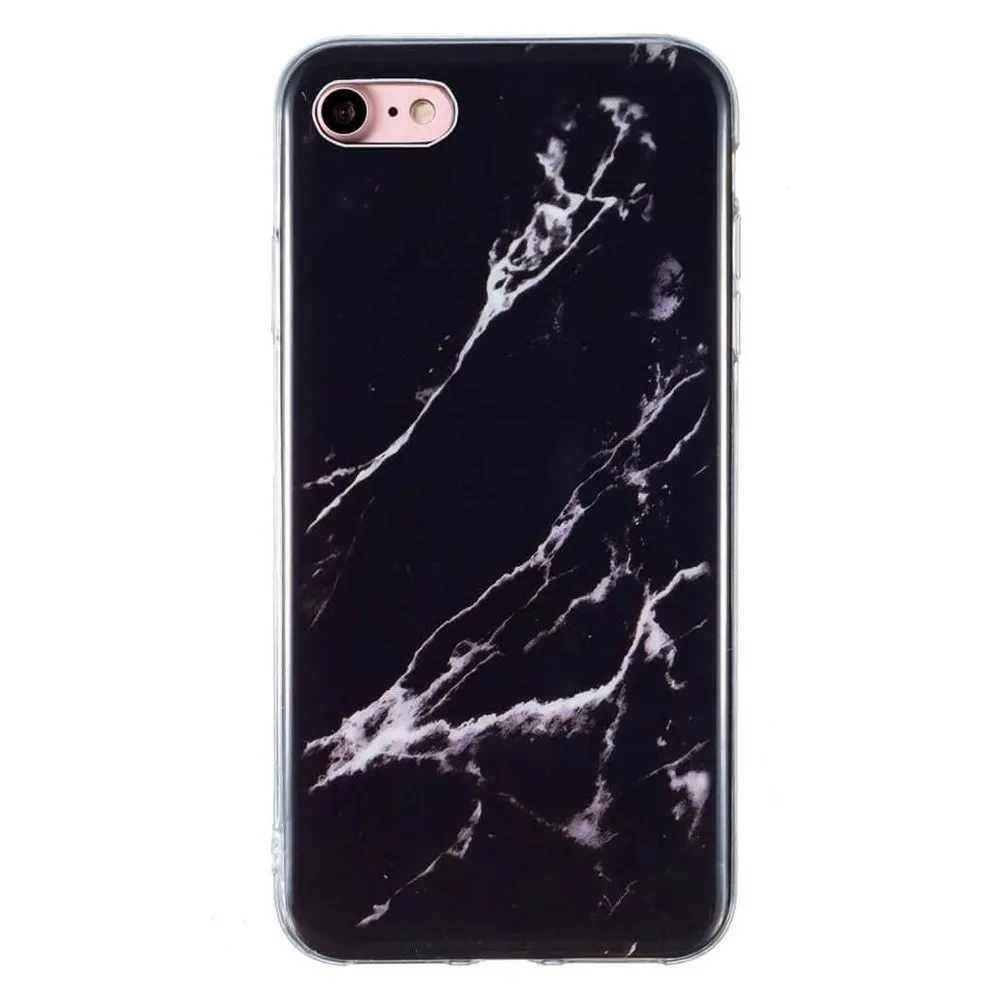 Cover-Discount iPhone SE / 8 / 7 - Silikon Gummi Case Black Marble