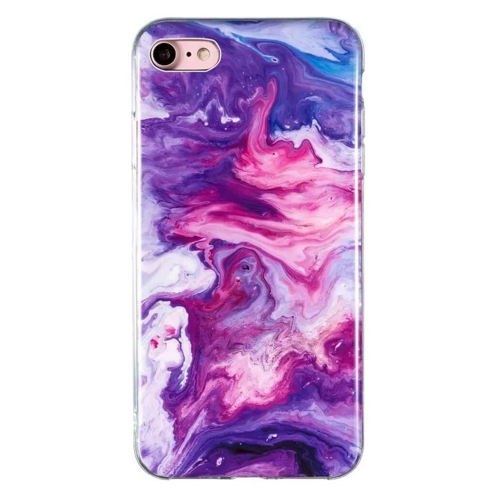 Cover-Discount iPhone SE / 8 / 7 - Silikon Gummi Case Purple Marble