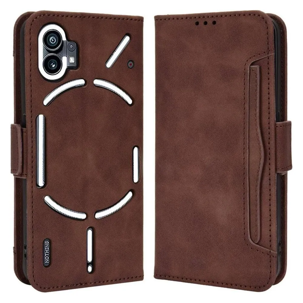 Cover-Discount Nothing Phone (1) - Etui mit vielen Kartenfächer braun (Nothing Phone (1))