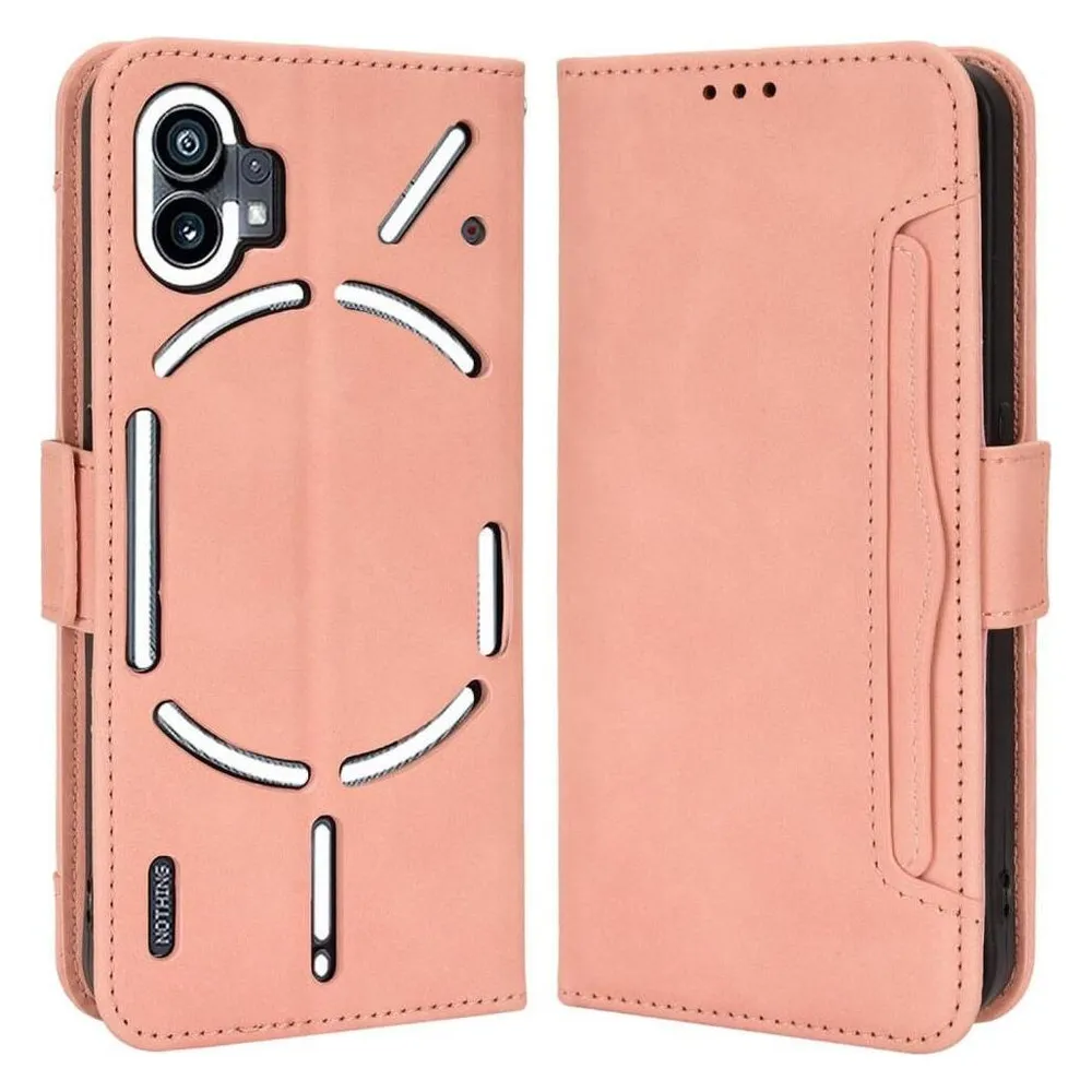 Cover-Discount Nothing Phone (1) - Etui mit vielen Kartenfächer rosa (Nothing Phone (1))