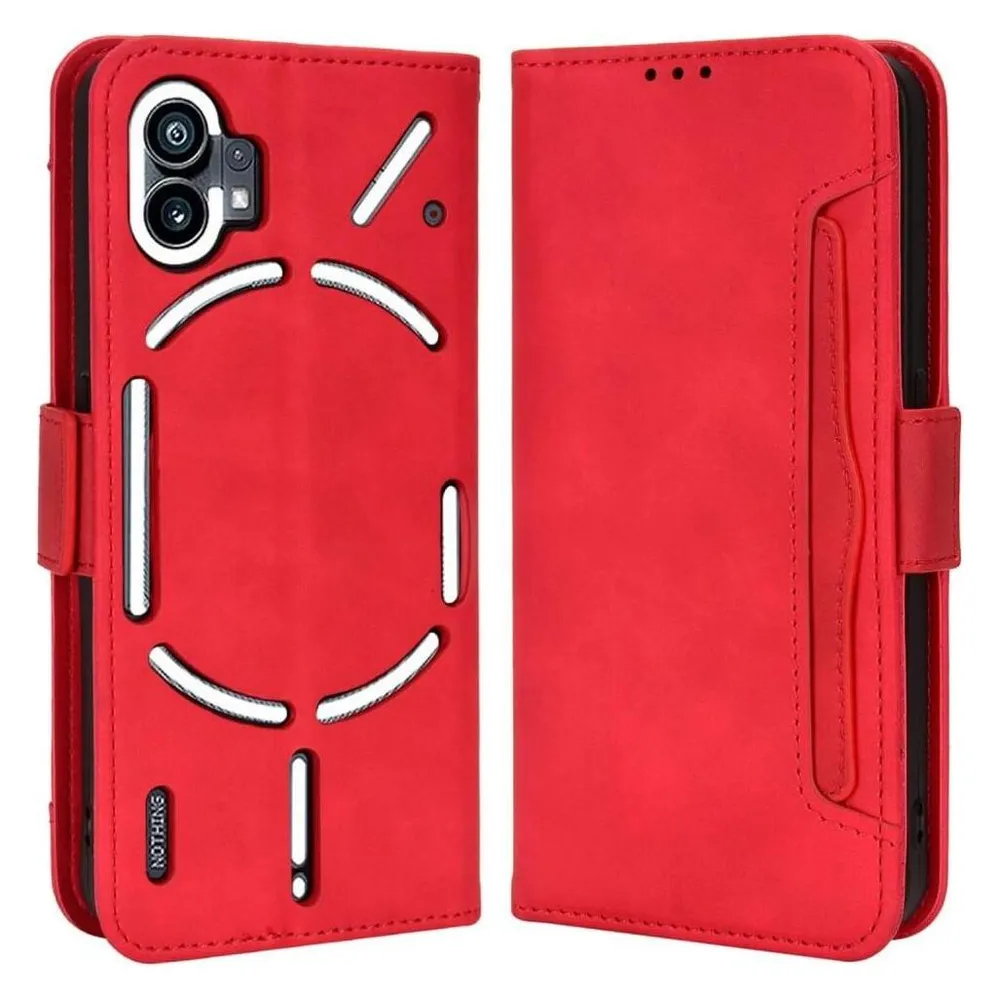 Cover-Discount Nothing Phone (1) - Etui mit vielen Kartenfächer rot (Nothing Phone (1))