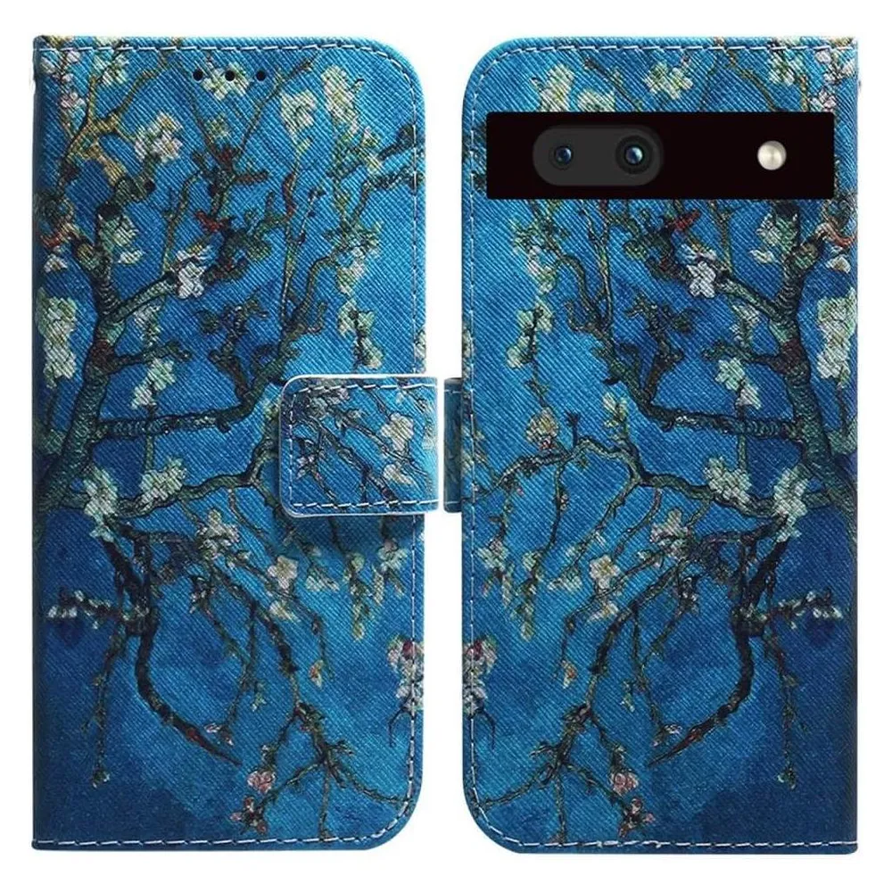 Cover-Discount Google Pixel 7a - Leder Hülle Blüten