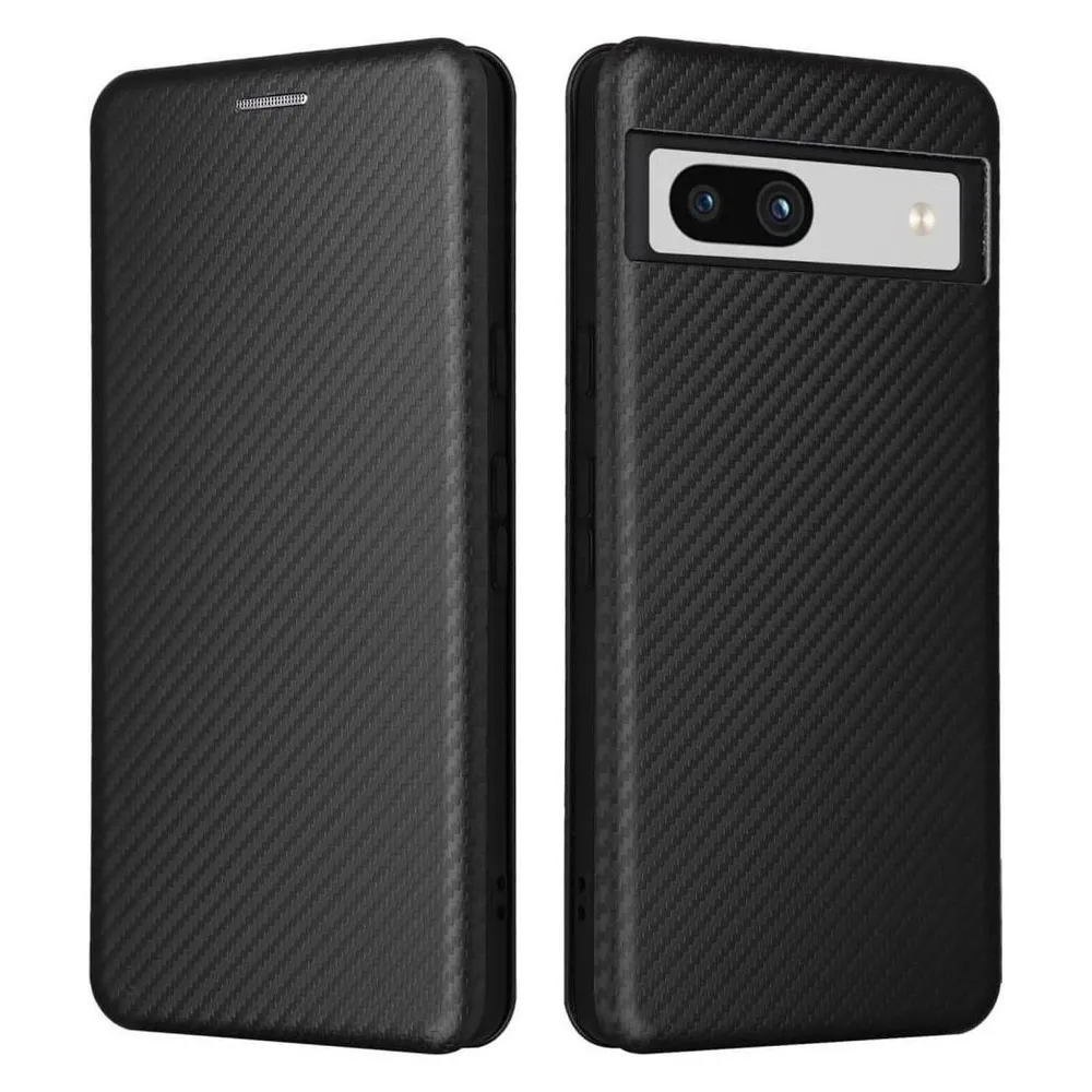 Cover-Discount Google Pixel 7a - Carbon Look Flip Case schwarz