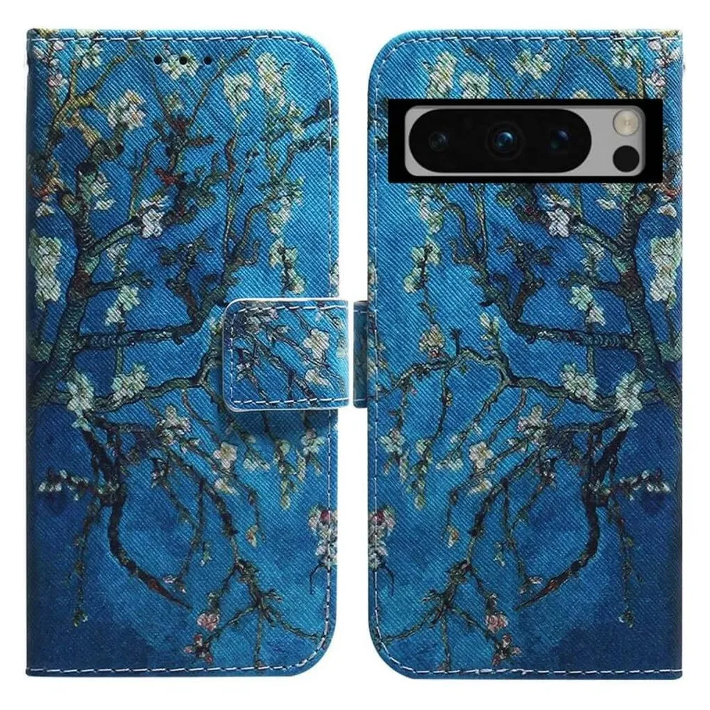 Cover-Discount Google Pixel 8 Pro - Leder Etui Hülle Blüten