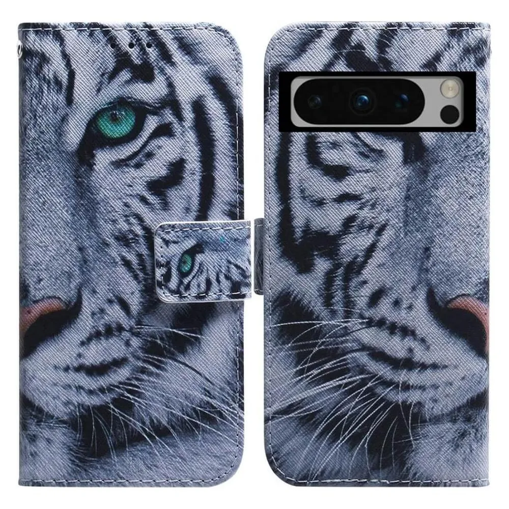 Cover-Discount Google Pixel 8 Pro - Leder Etui Hülle Tiger