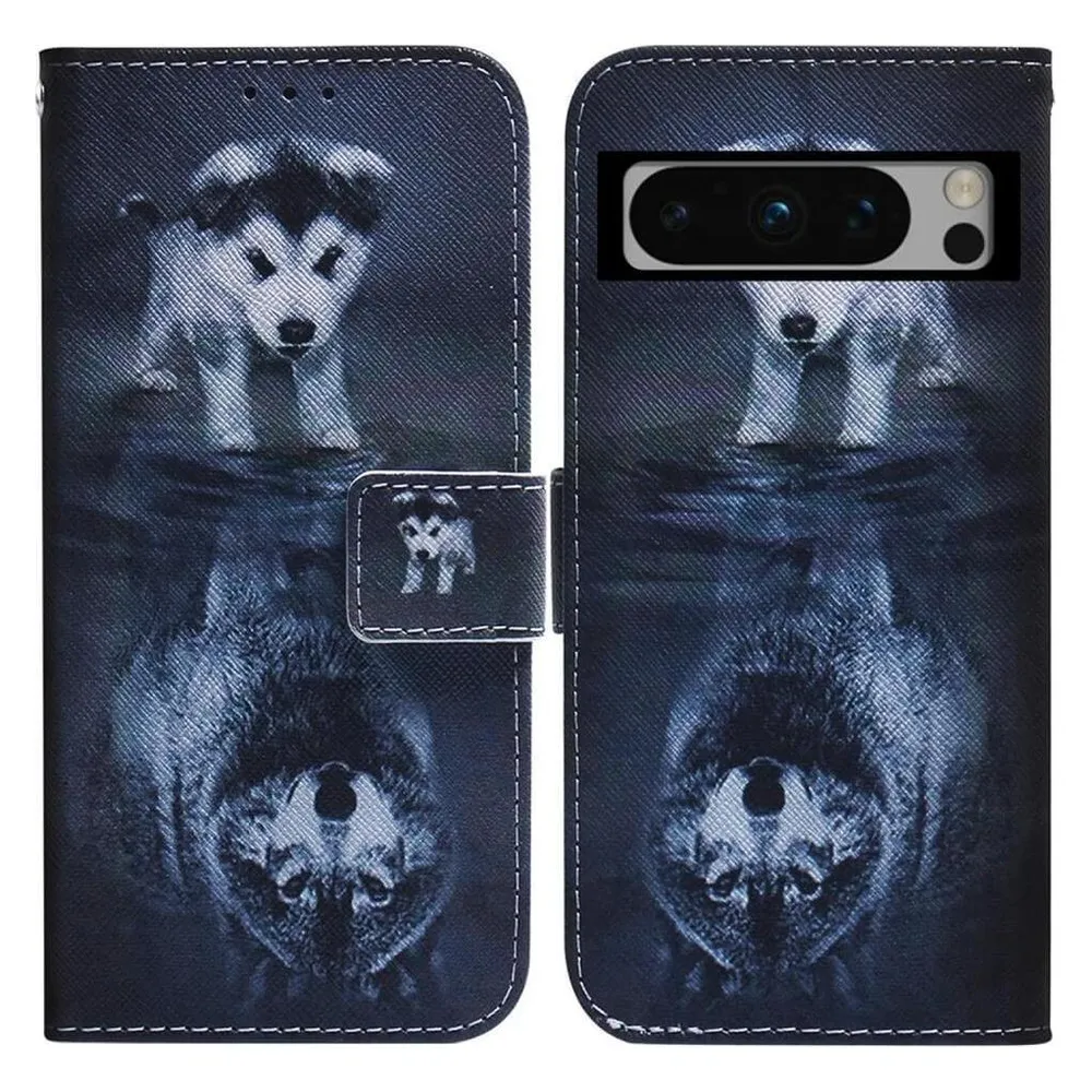 Cover-Discount Google Pixel 8 Pro - Leder Etui Hülle Wolf