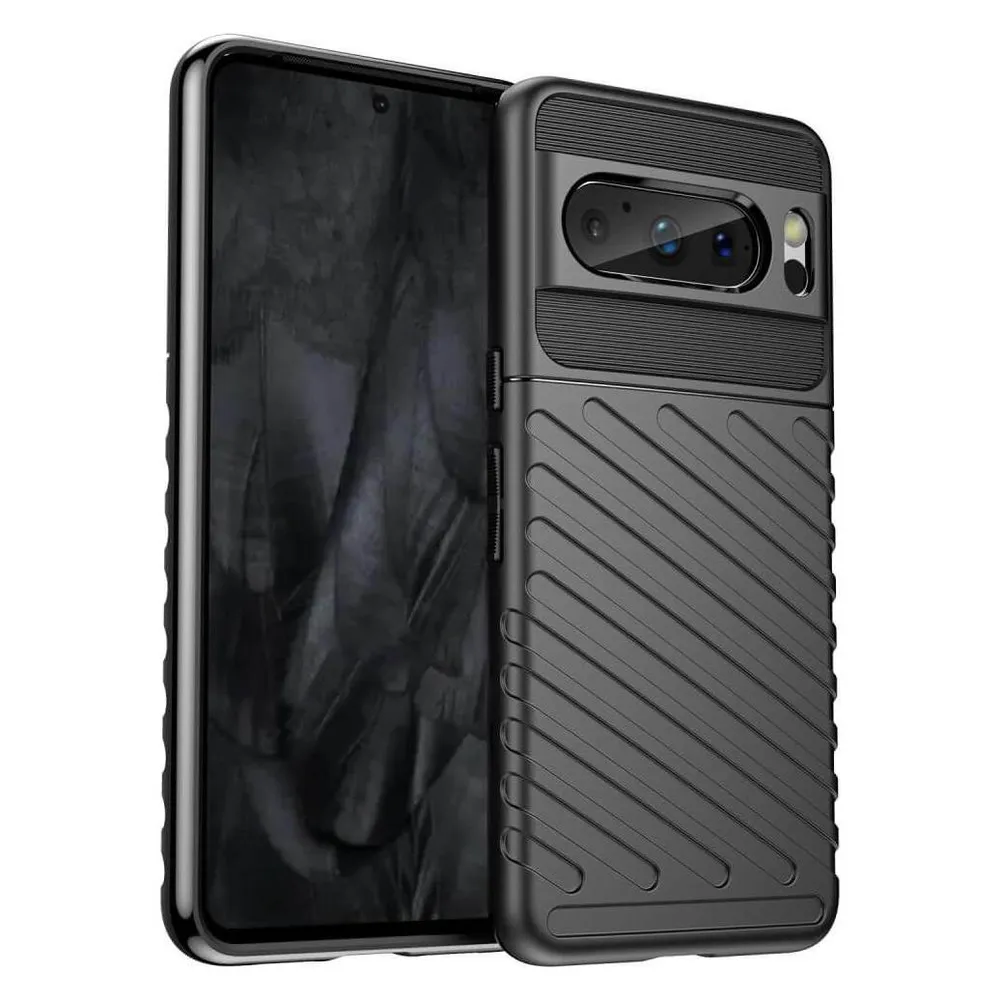 Cover-Discount Google Pixel 8 Pro - Textur Gummi Hülle schwarz