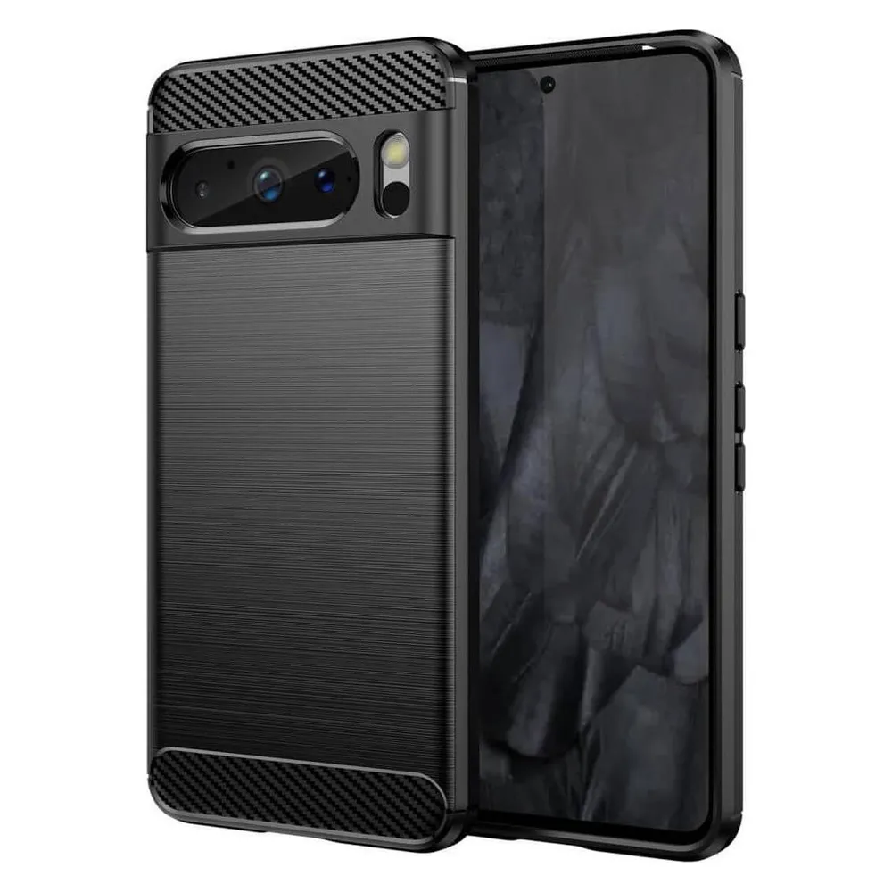 Cover-Discount Google Pixel 8 Pro - Metall Carbon Look Hülle schwarz