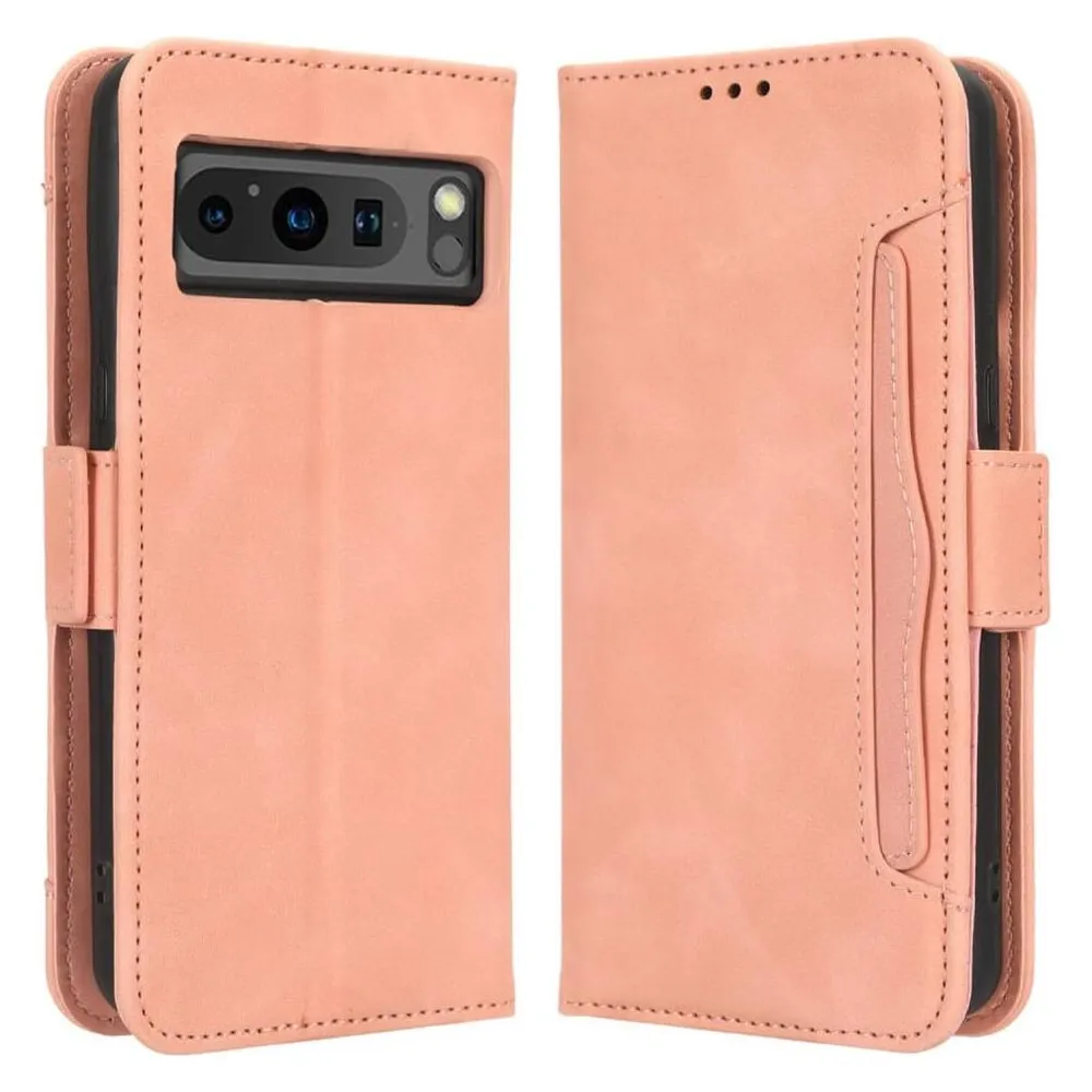 Cover-Discount Google Pixel 8 Pro - Etui mit vielen Kartenfächer rosa
