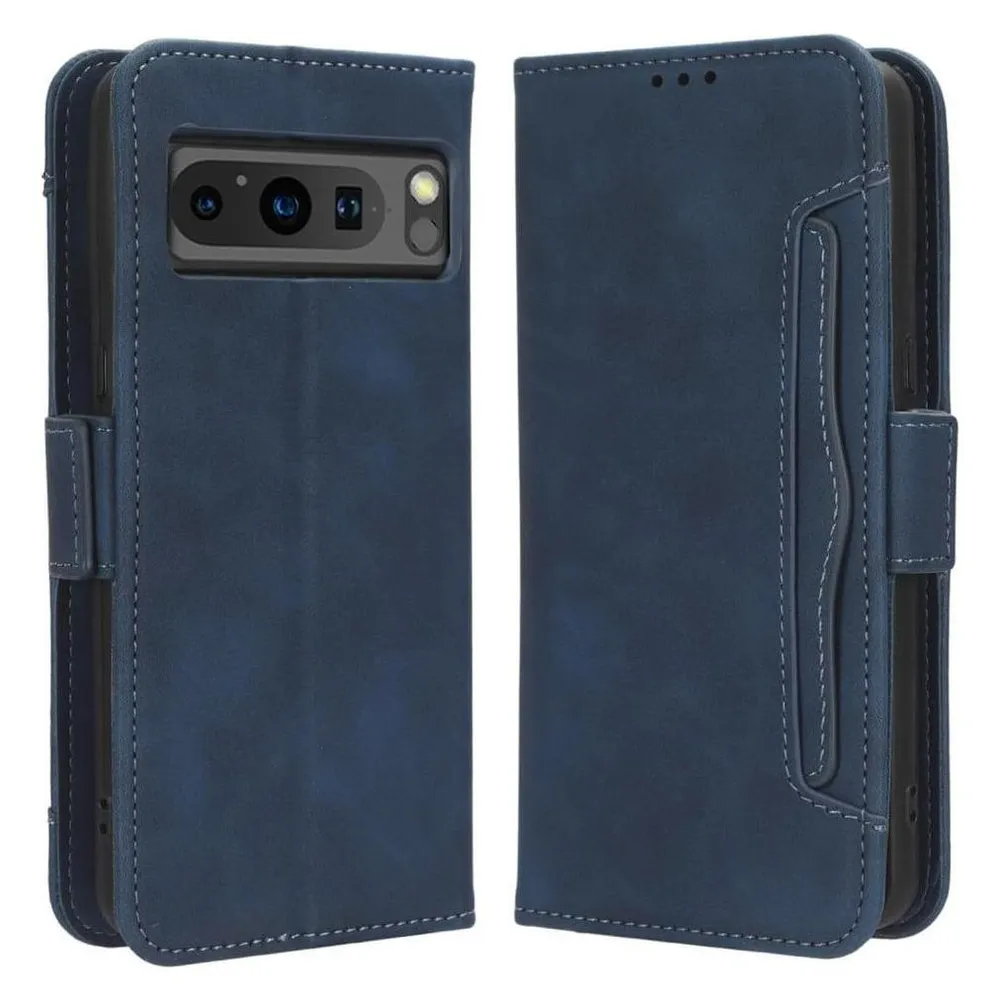 Cover-Discount Google Pixel 8 Pro - Etui mit vielen Kartenfächer dunkelblau